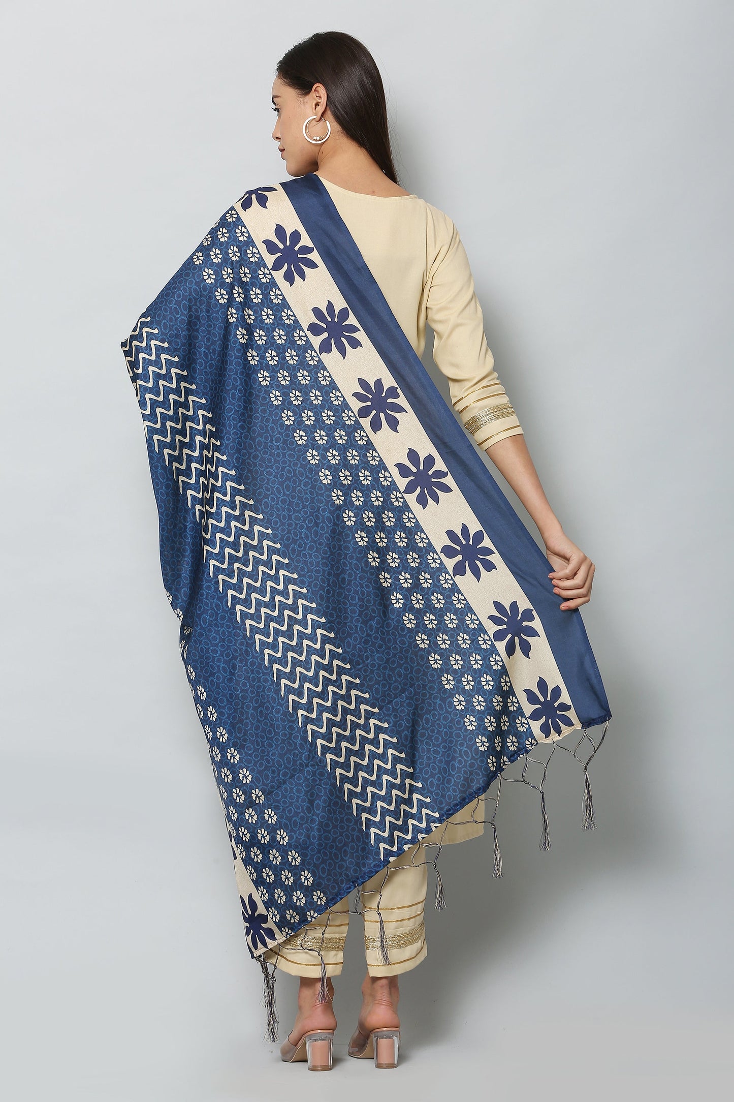 Women's Blue Color Art Silk Digital Printed Dupatta