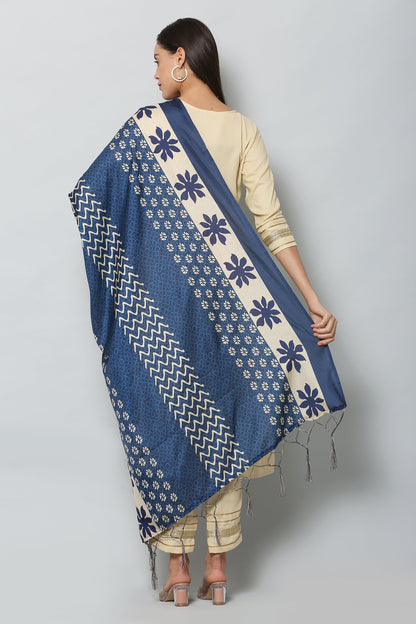Women's Blue Color Art Silk Digital Printed Dupatta