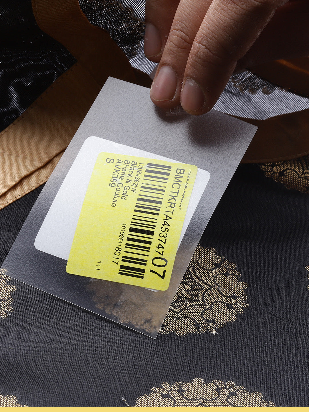 Women's Â Black And Golden Ethnic Motifs Printed Brocade Raw Silk Anarkali Kurta