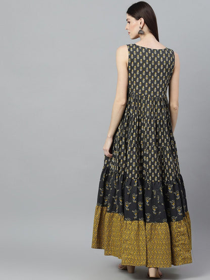 Women's  Grey Printed Maxi Dress