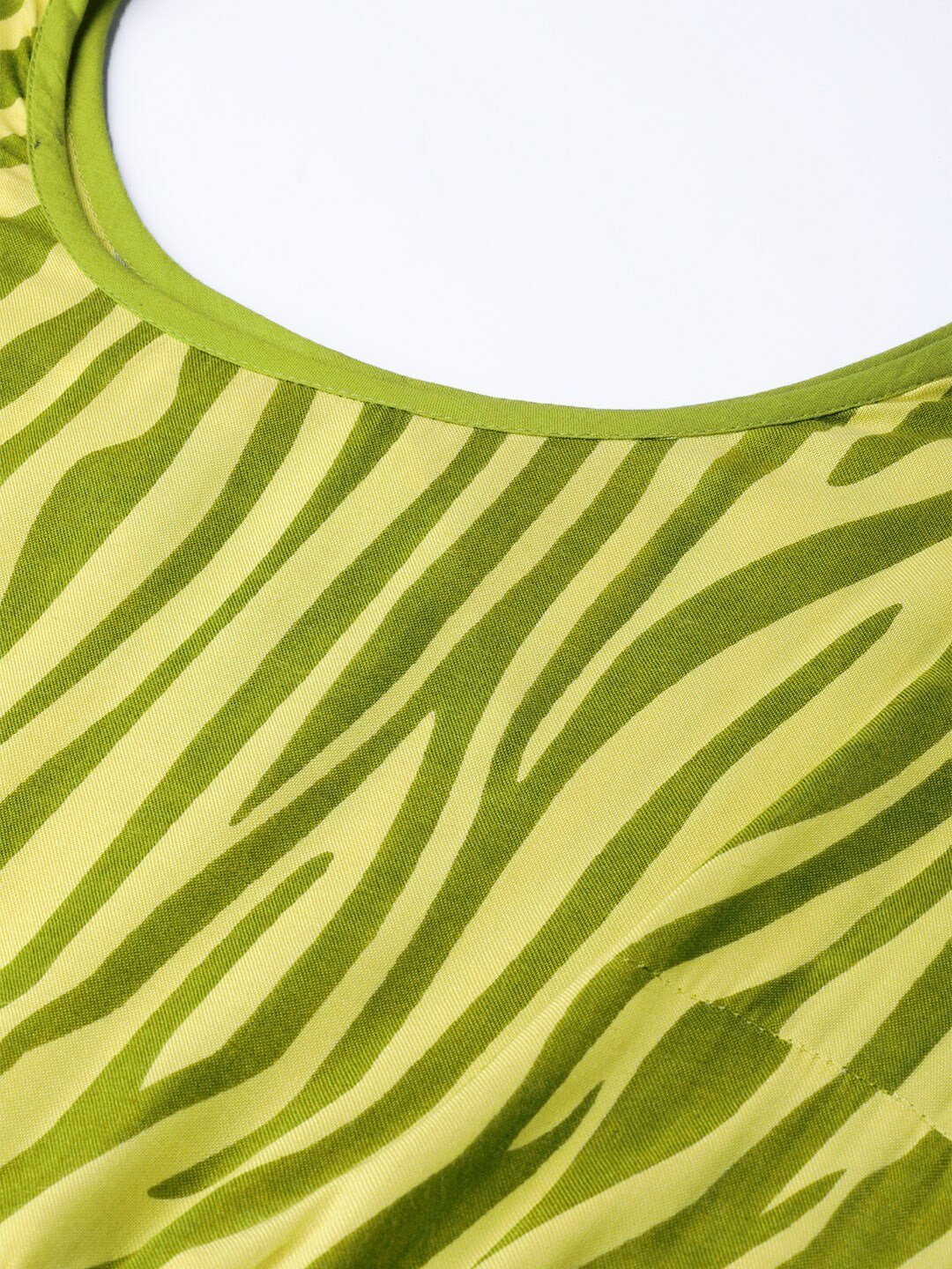 Women's  Yellow & Green Zebra Print Anarkali Kurta