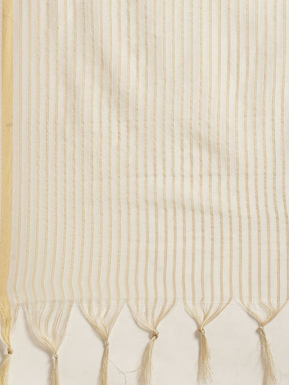 Women's Offwhite Chanderi Woven Dupatta
