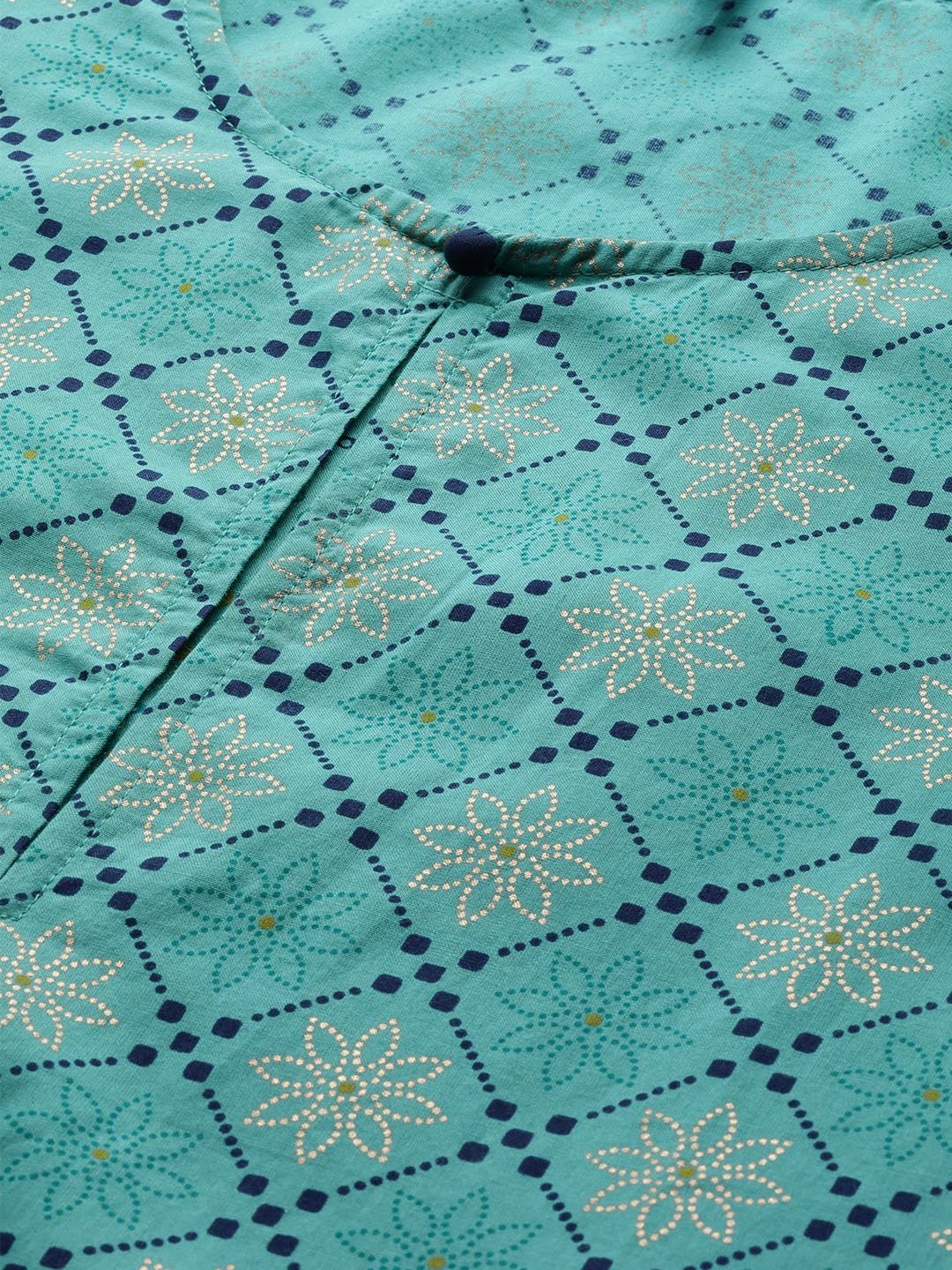 Women's  Blue & Golden Bandhani Printed Kurta with Palazzos