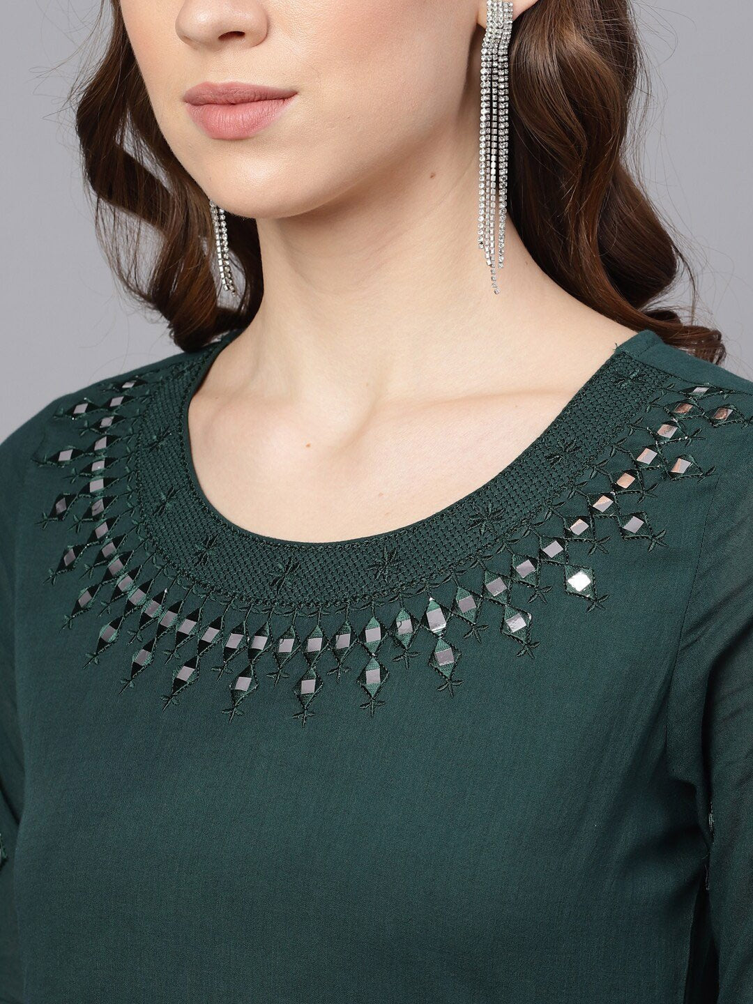 Women's  Green Solid Maxi Dress