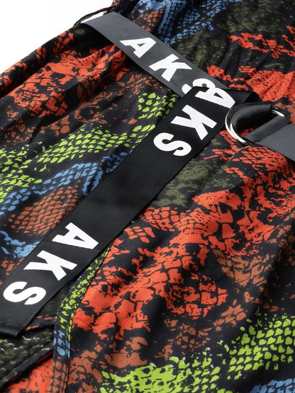 Women's  Orange & Black Snakeskin Print Basic Jumpsuit