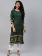 Women's Teal Green Printed Kurta