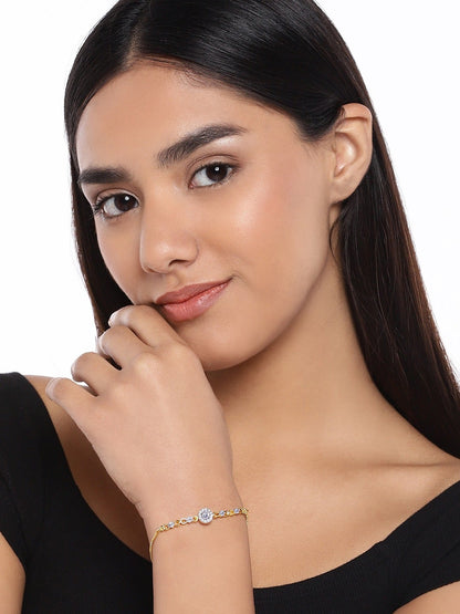Women's Cubic Zirconia Adjustable Bracelet Jewellery with Pull-Chain for Women