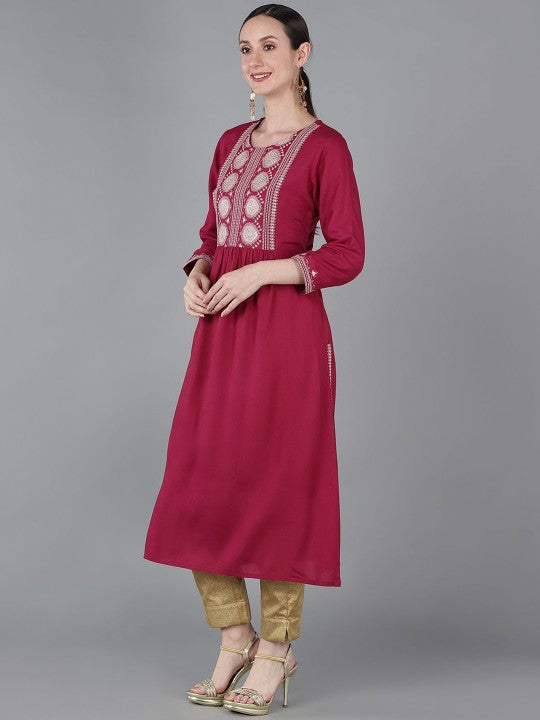 Women's Silk Blend Yoke Design Kurta
