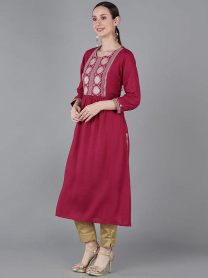 Women's Silk Blend Yoke Design Kurta