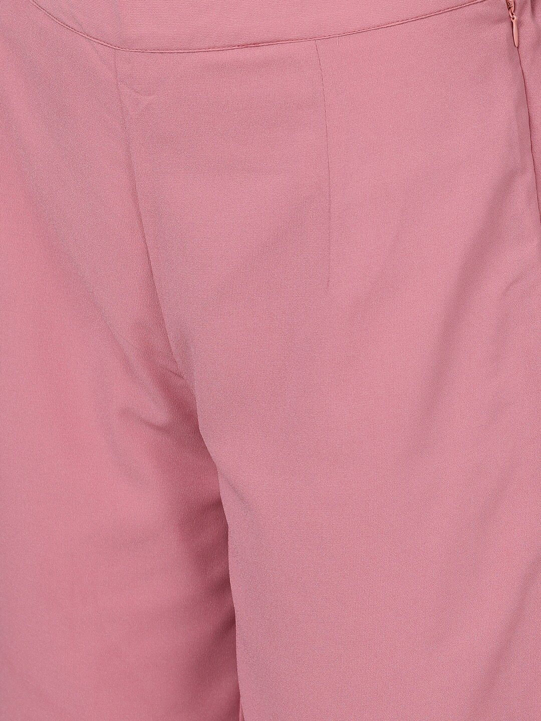 Women's  Pink & Olive Green Self Design Kurta with Palazzos