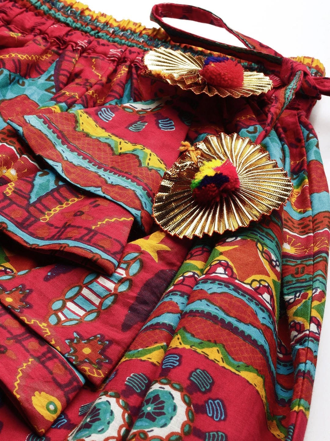 Women's Pink & Yellow Printed Flared Palazzos