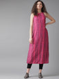 Women's  Pink & Black Snake Print Straight Kurta