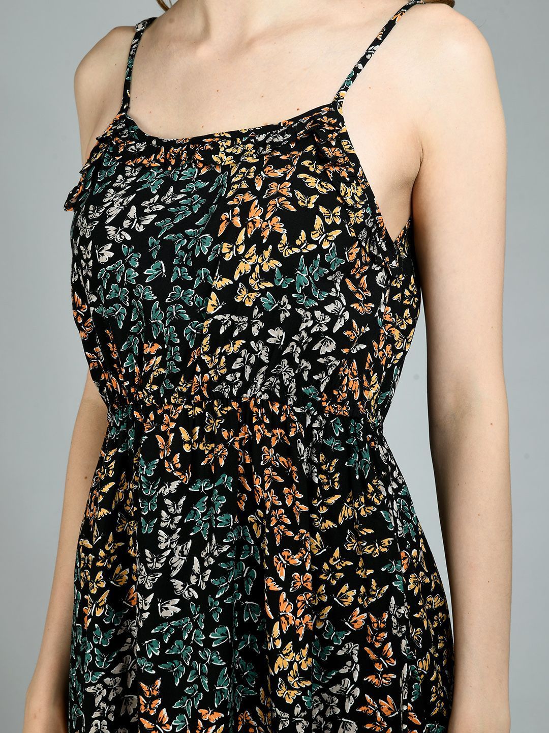 Women's Multi Rayon Printed Sleeveless Square Casual Dress