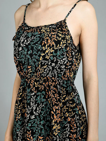 Women's Multi Rayon Printed Sleeveless Square Casual Dress