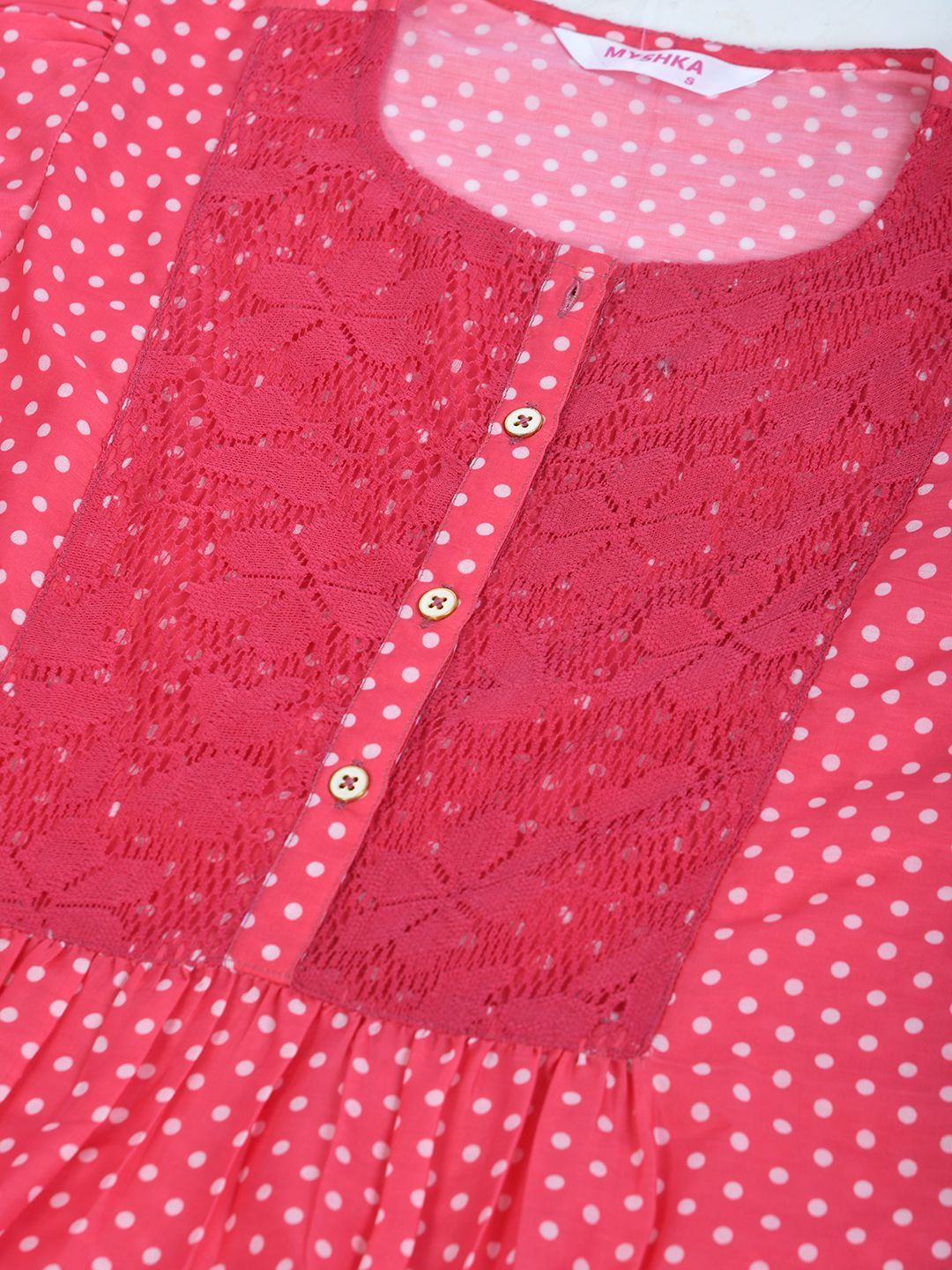 Women's Pink Polyester Printed Half Sleeve Round Neck Casual Top