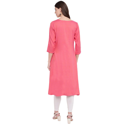 Women's Light Pink A-Line Kurta By Vbuyz- (