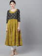 Women's  Mustard & Grey Dyed Anarkali Kurta