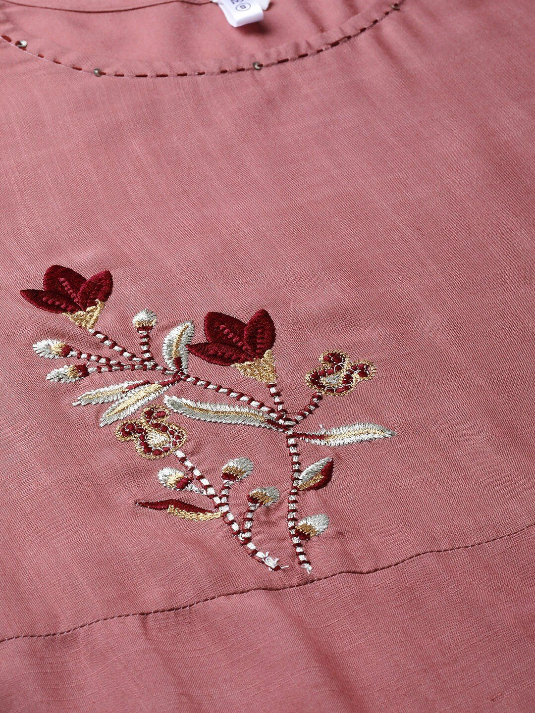 Women's  Mauve & Purple Embroidered Detail Kurta with Palazzos & Dupatta