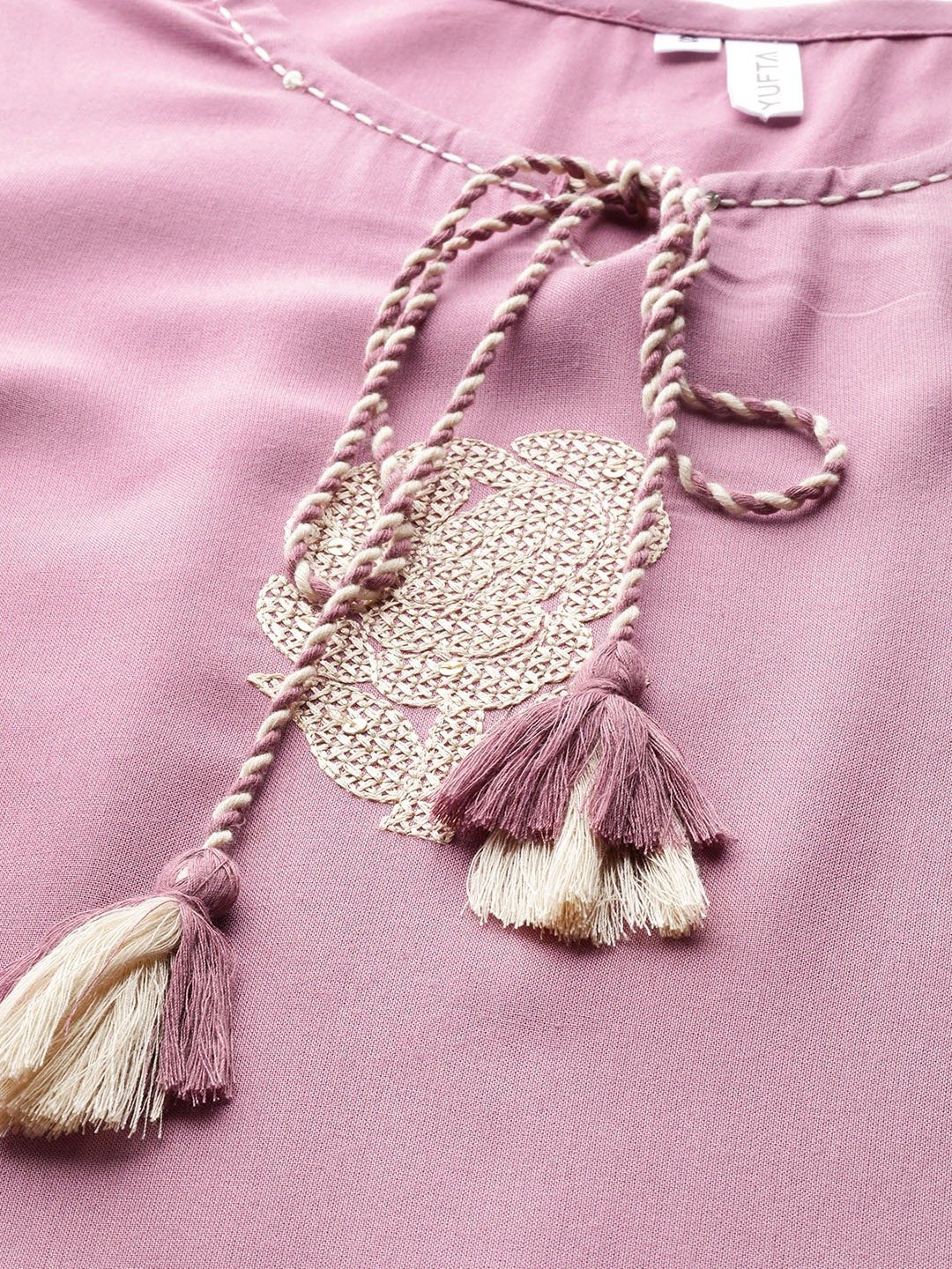 Women's Pink & Offwhite Embroidered Kurta Set