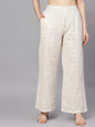 Women's  Off-White Embroidered Flared Palazzos
