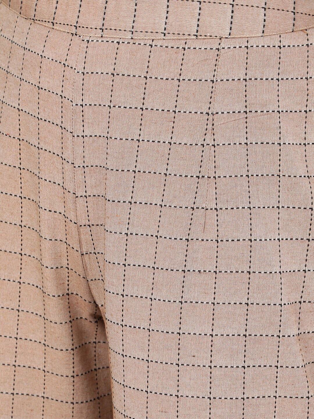 Women's  Green & Brown Checked Kurta with Palazzos