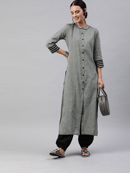 Women's Grey Chambray Button Down Kurta