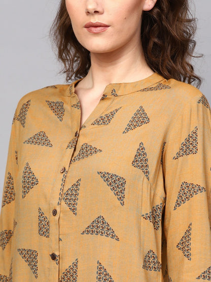 Women's  Beige & Grey Printed Kurta with Palazzos