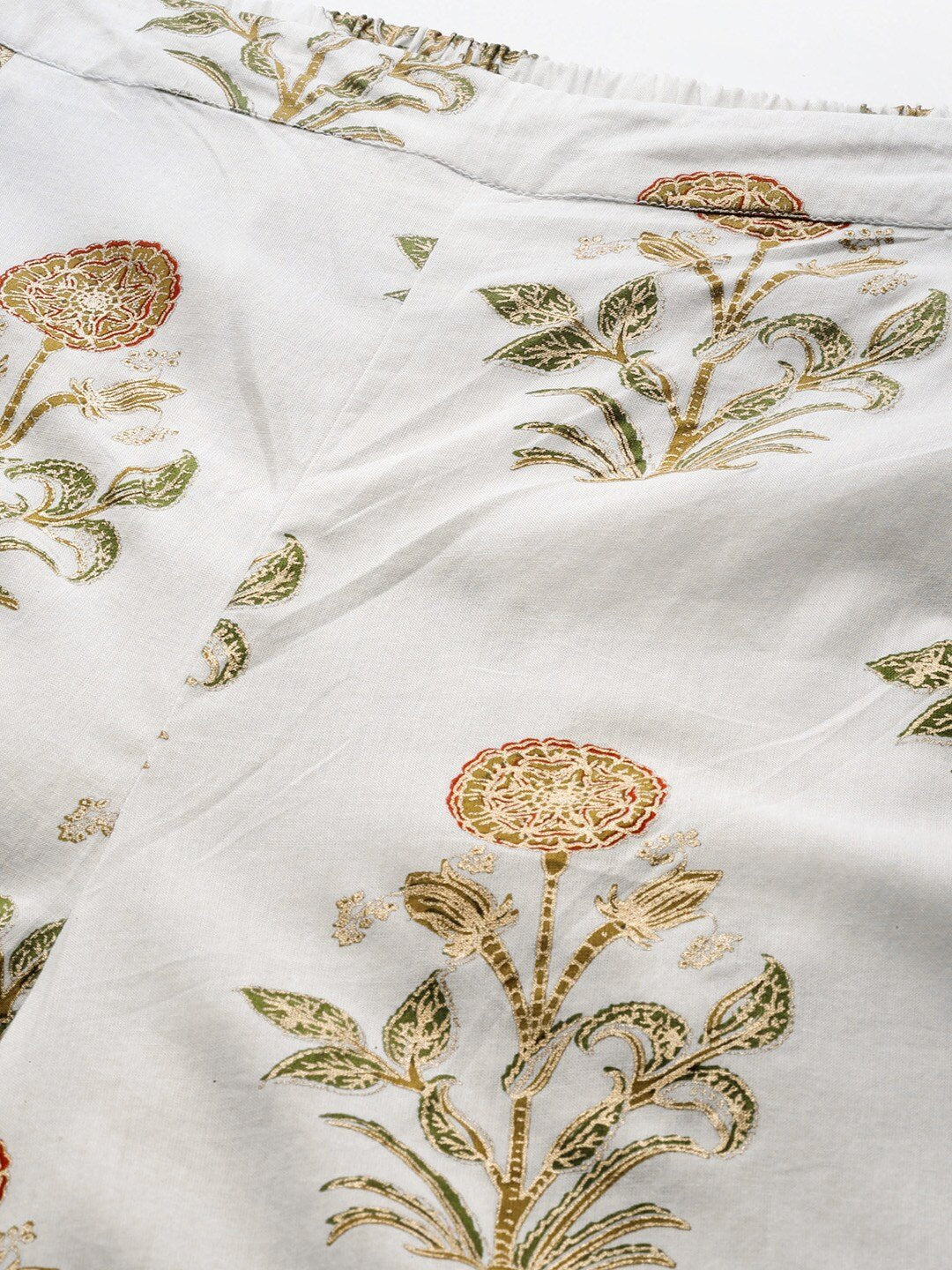 Women's  Off-White & Golden Printed Straight Palazzos