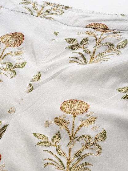 Women's  Off-White & Golden Printed Straight Palazzos