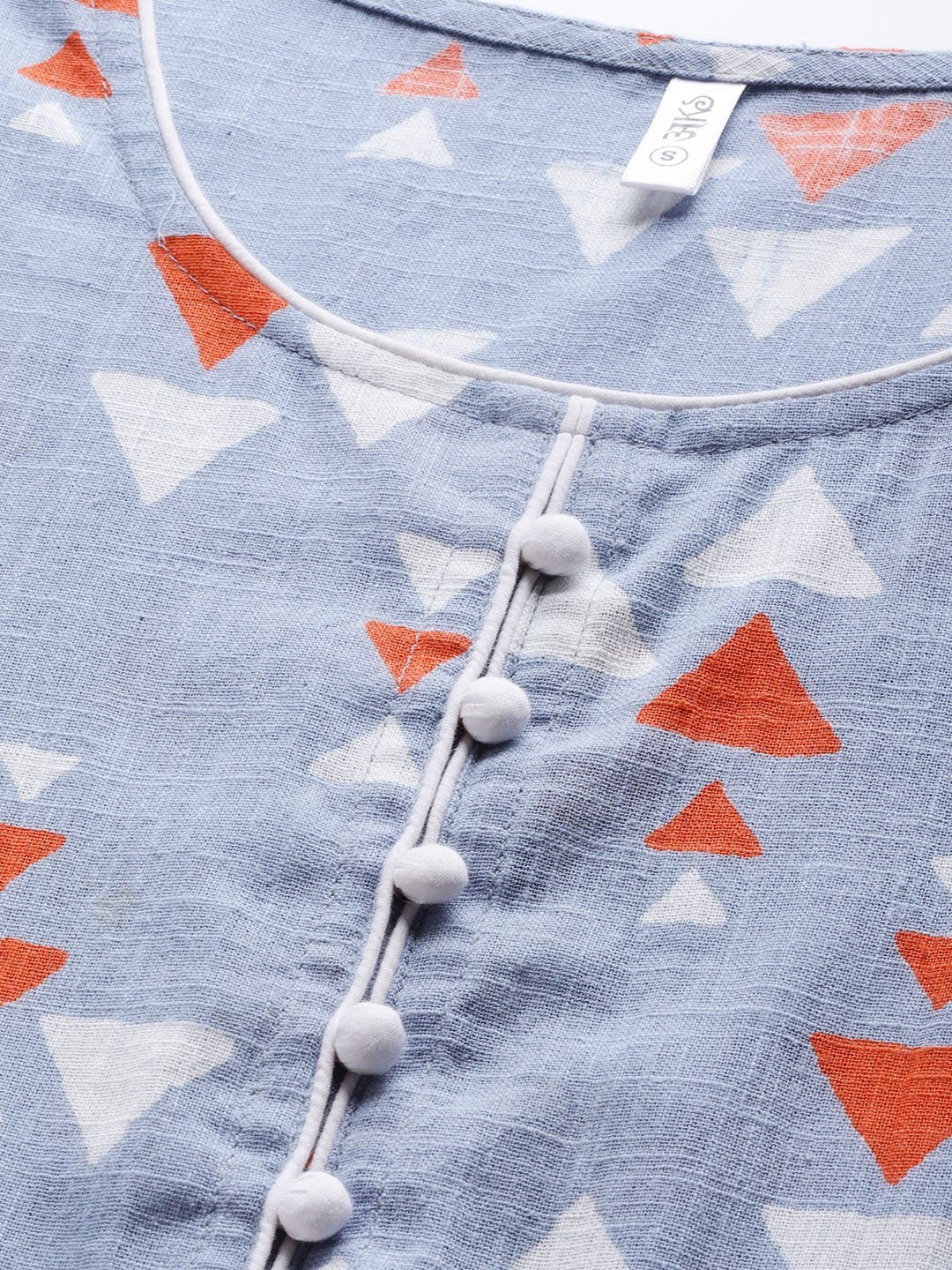 Women's  Blue & Orange Printed Anarkali Kurta