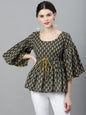 Women's Grey & Mustard Printed Tunic