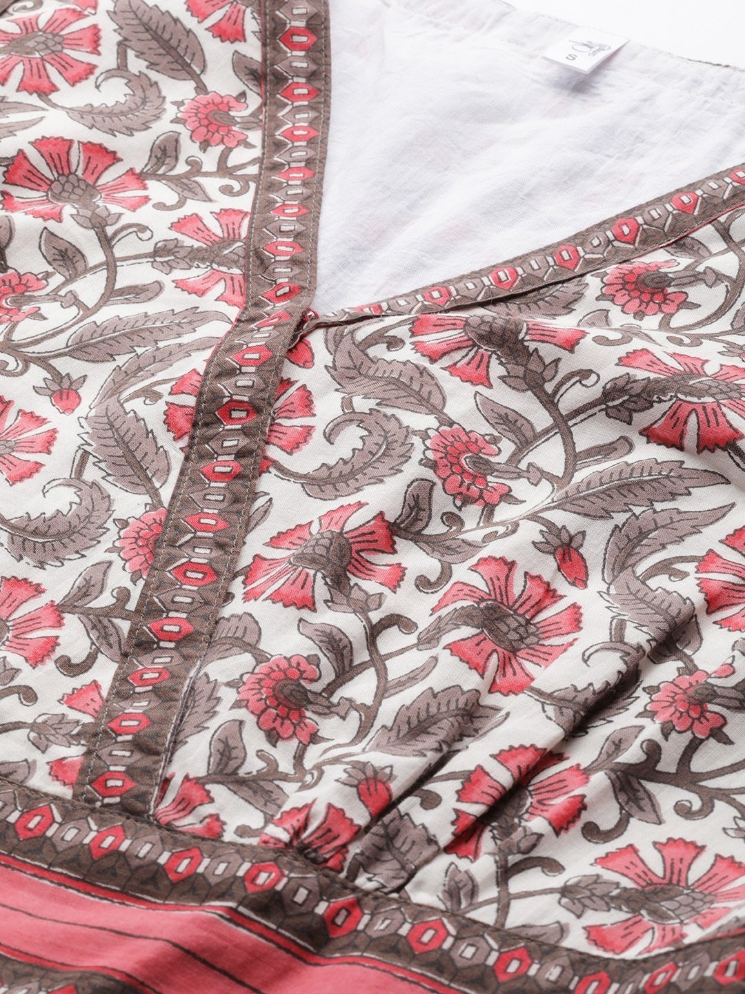 Women's  White & Pink Printed Wrap Dress