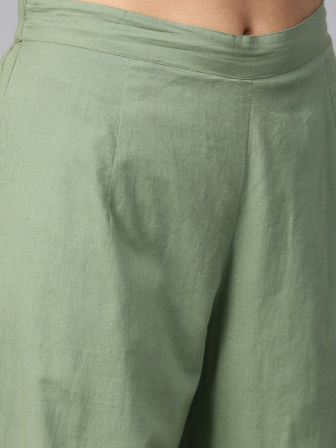 Women's  Green Solid Kurta with Palazzos & Dupatta