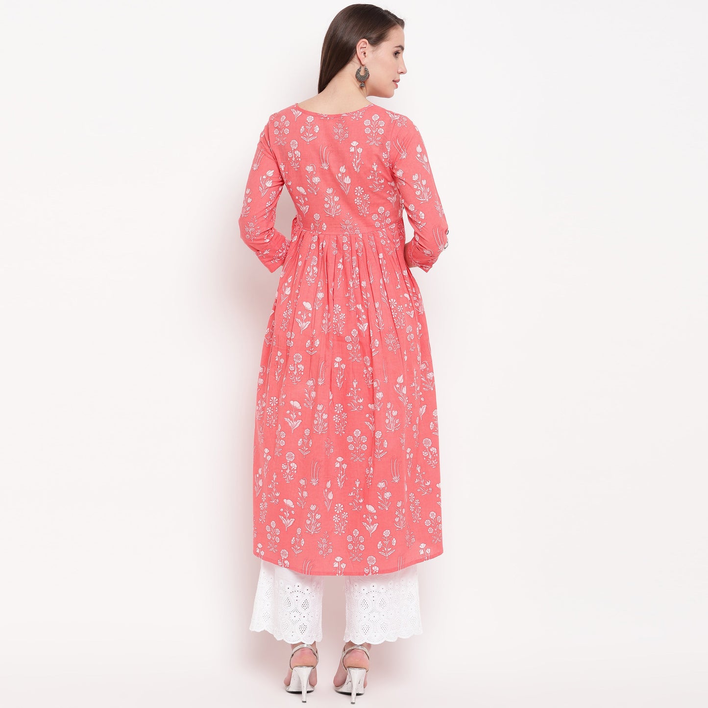 Women's Pink Printed Anarkali Kurta By Vbuyz- (