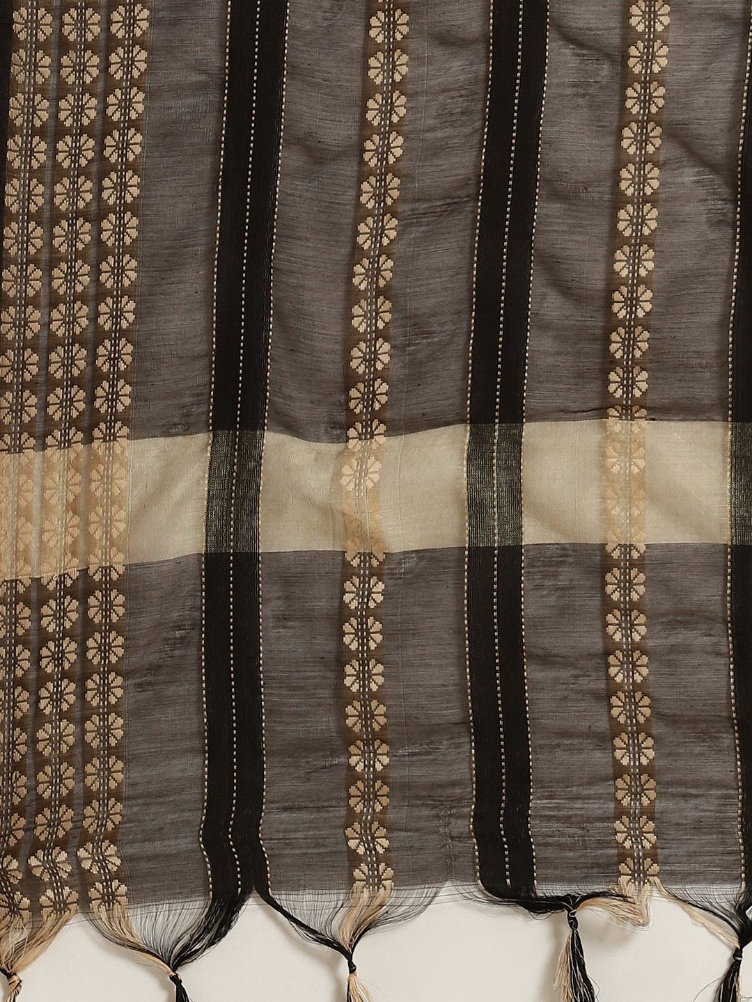 Women's Black Chanderi Woven Dupatta3