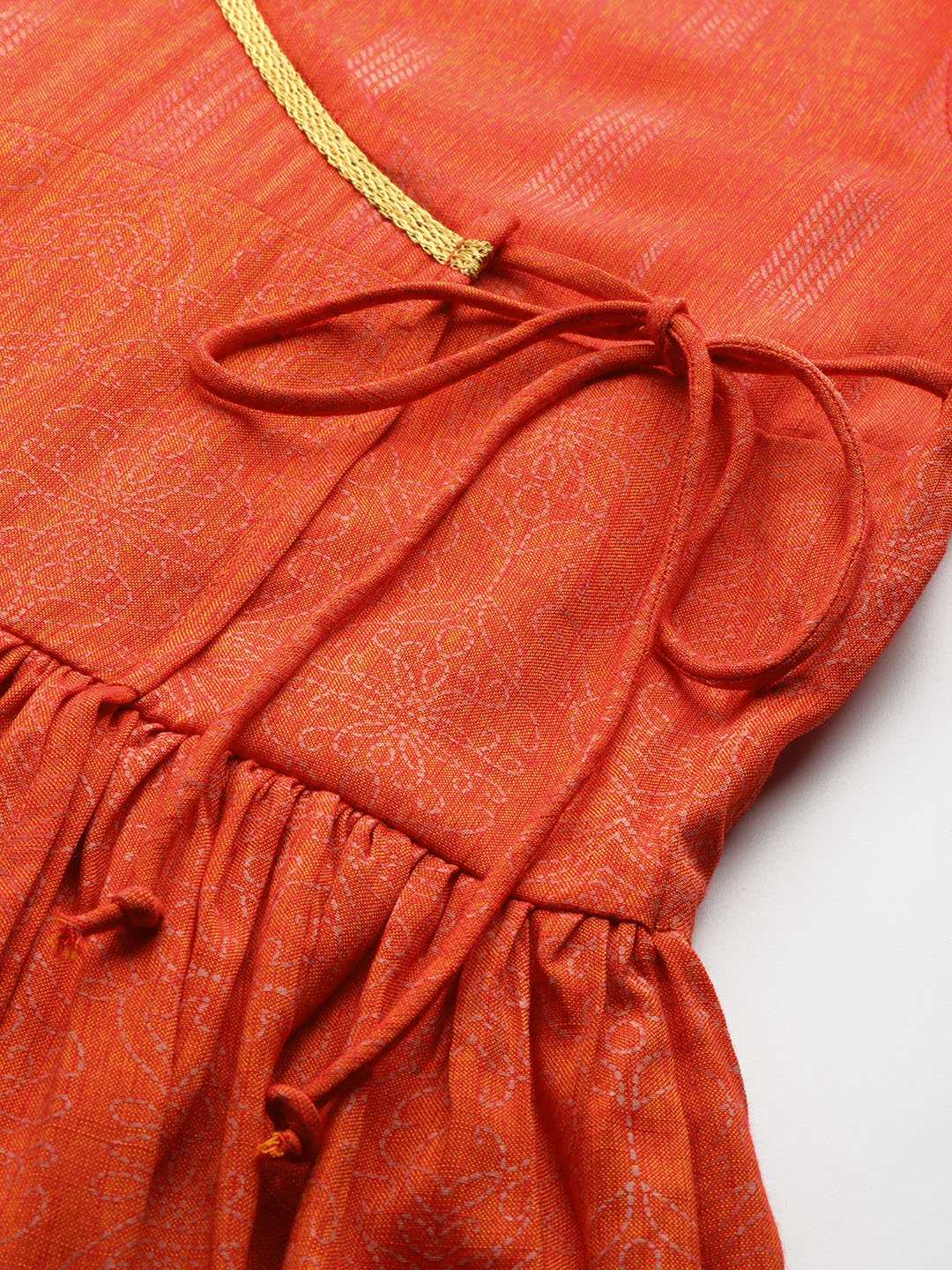 Women's Orange Color Rayon Blend Printed Kurta Dhoti With Dupatta