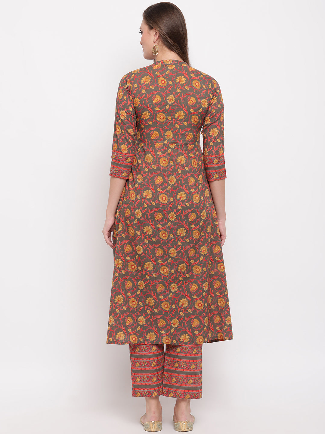 Women's Grey Cotton Kurta With Palazzo By Vbuyz (2