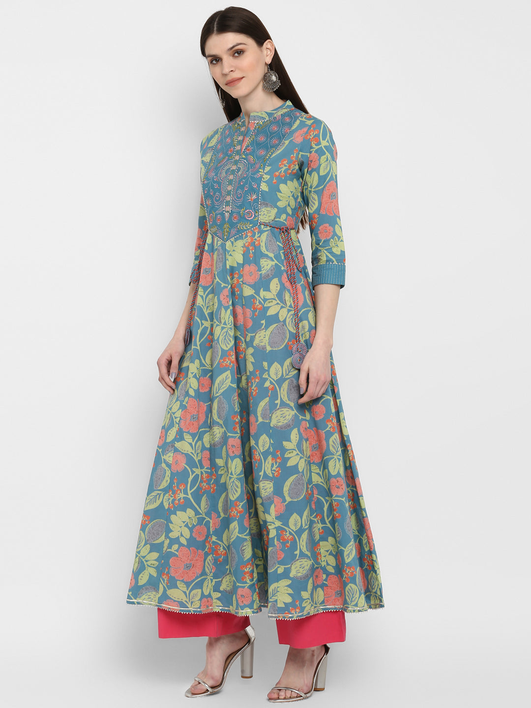 Women's Turquoise Blue Anarkali Kurta By Vbuyz (