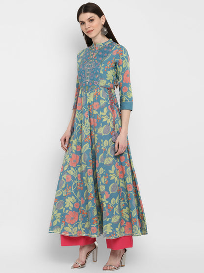 Women's Turquoise Blue Anarkali Kurta By Vbuyz (