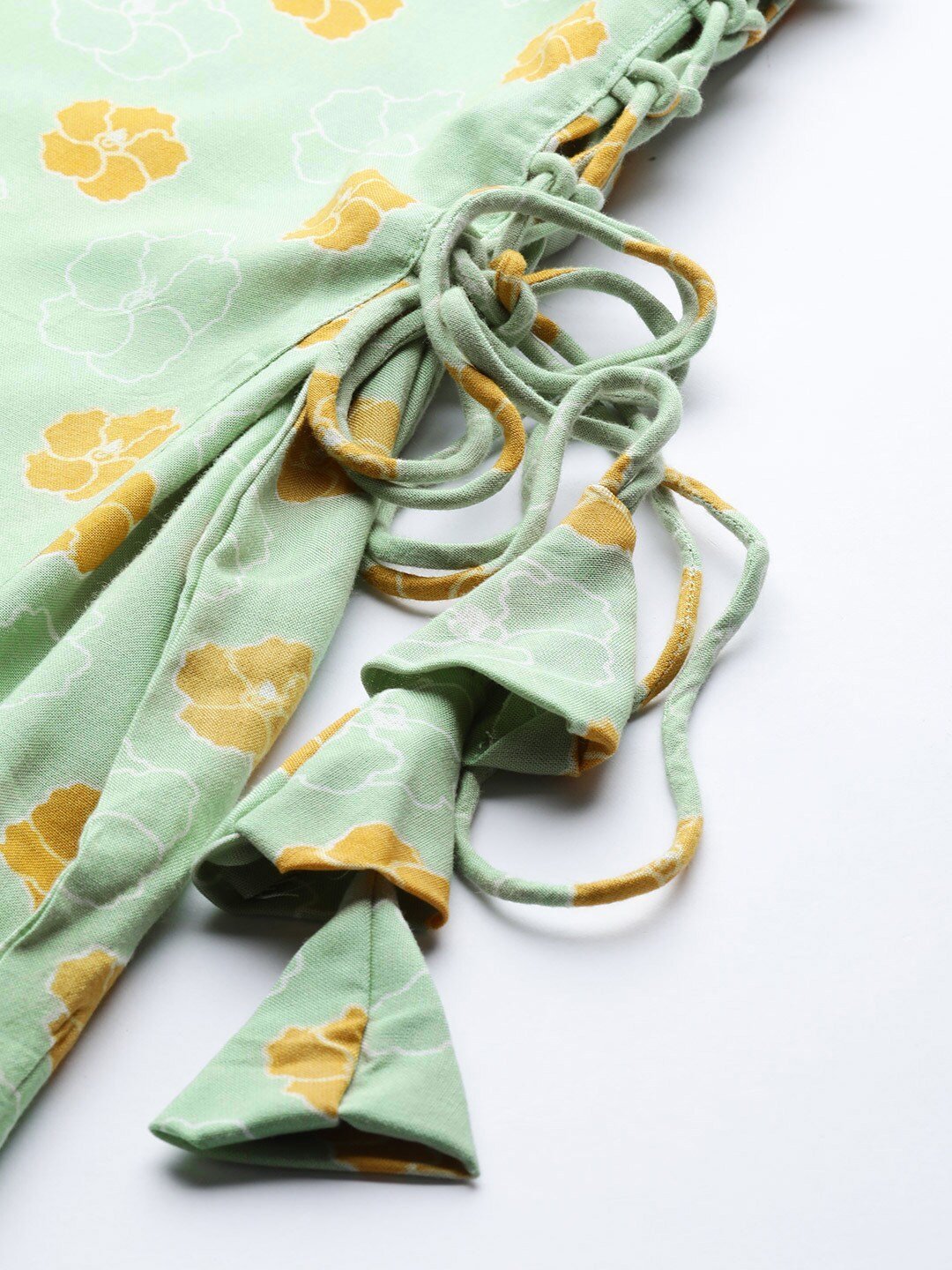 Women's  Green & Mustard Yellow Printed A-Line Dress
