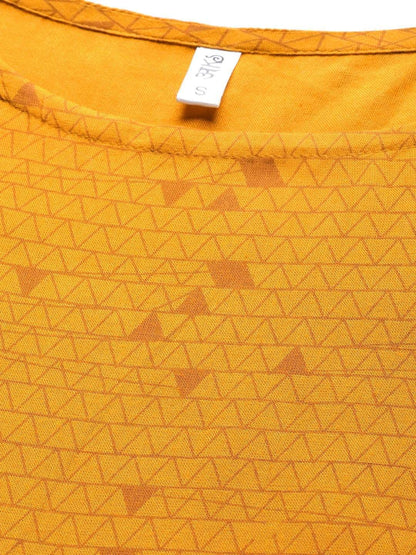 Women's  Mustard Yellow Printed Maxi Dress
