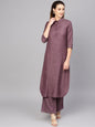 Women's  Burgundy Self Design Pathani Kurta