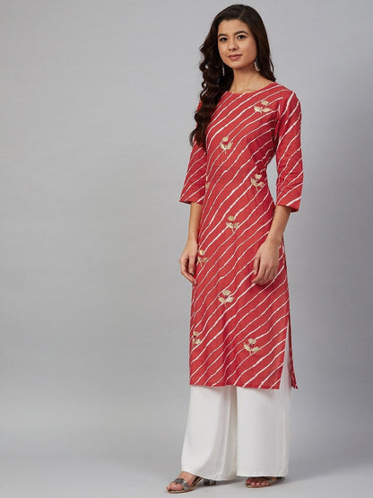 Women's Leheriya Printed Straight Kurta