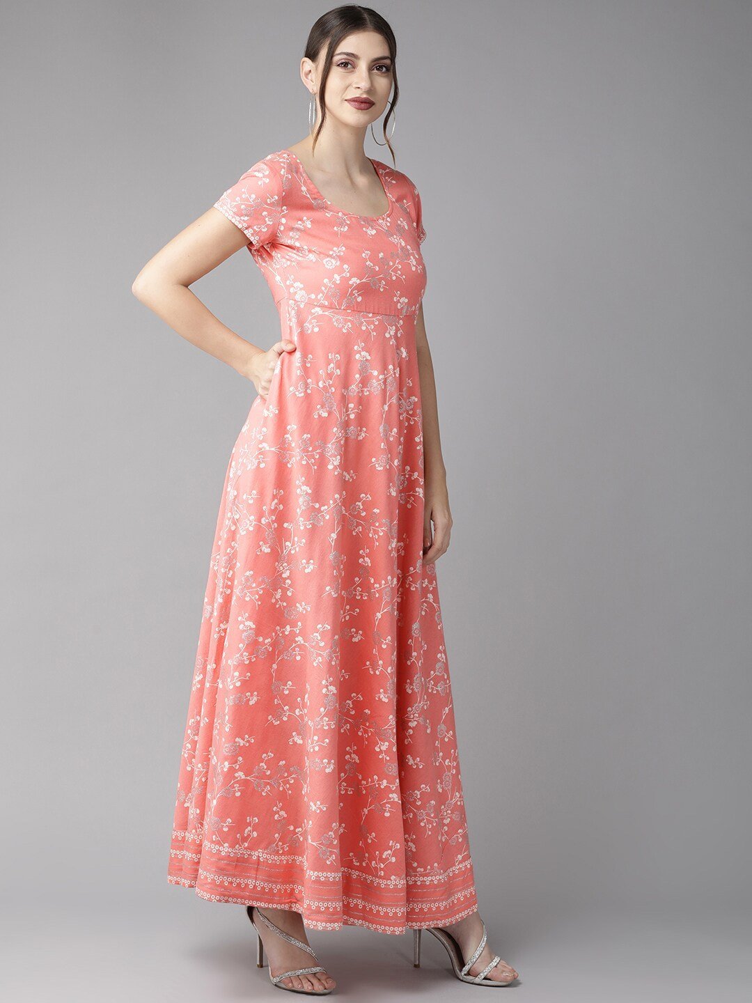 Women's  Pink & Off-White Khari Print Maxi Dress