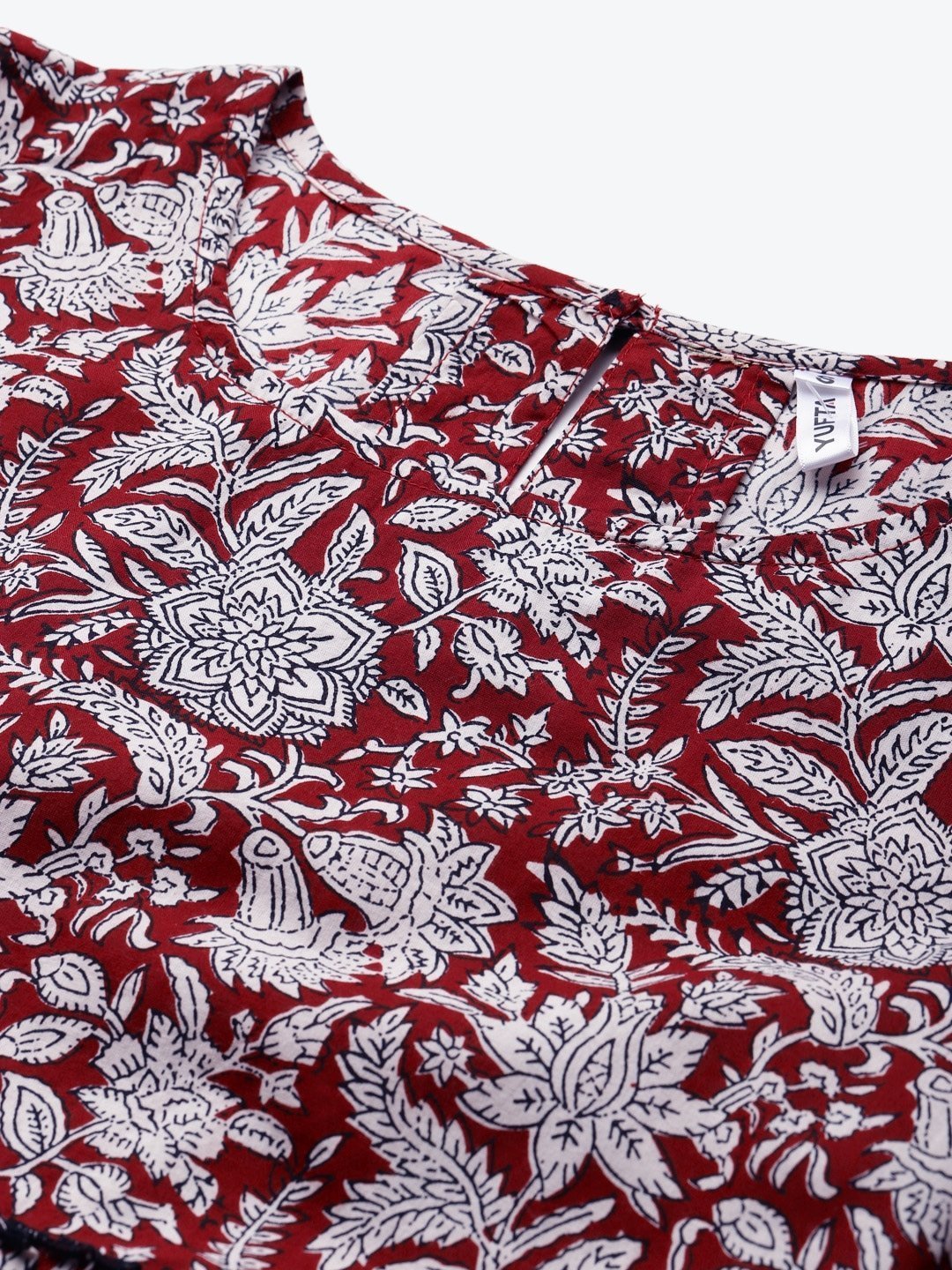 Women's Maroon & Offwhite Printed Top