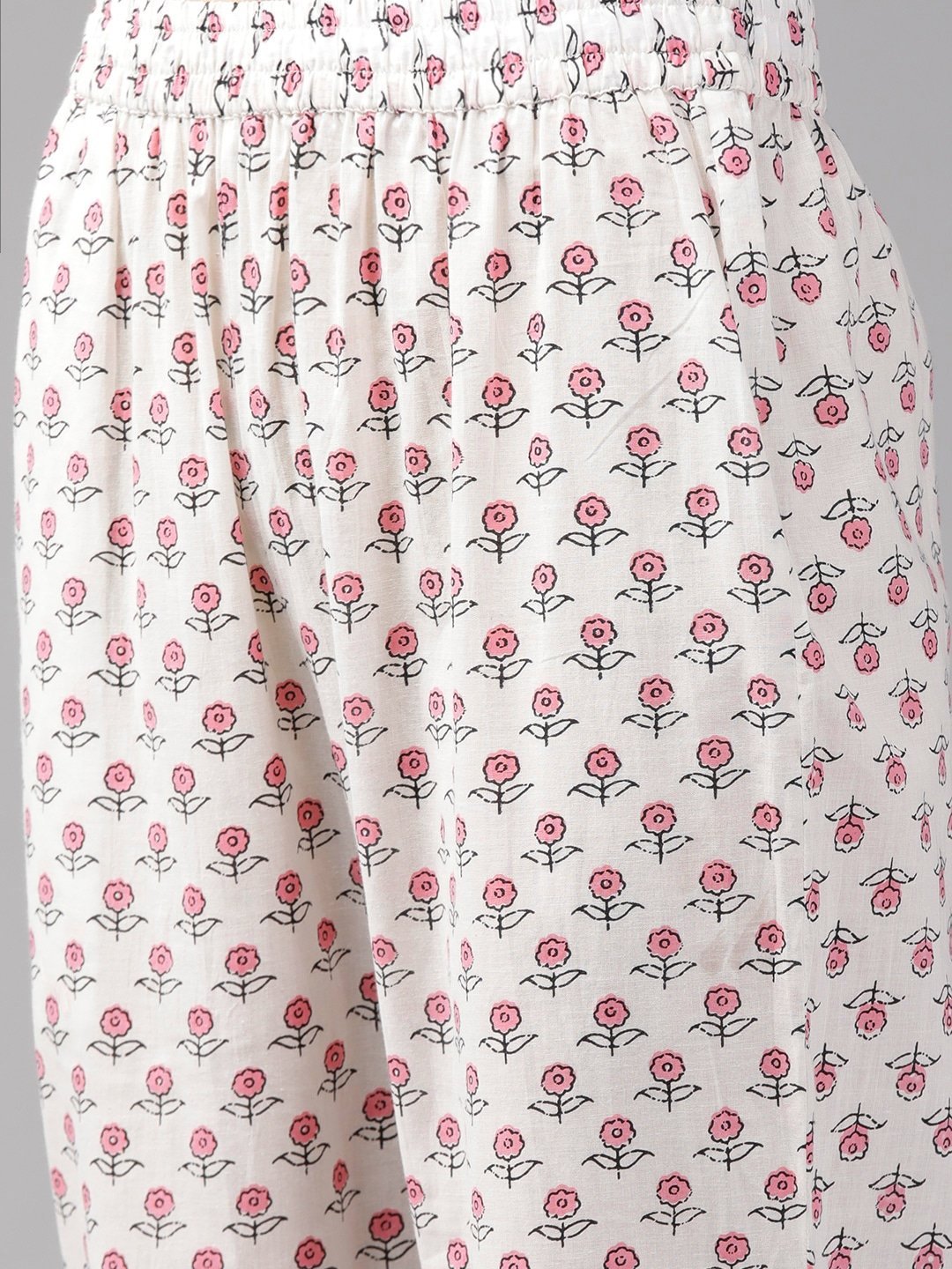 Women's Pink & Offwhite Printed Kurta Set