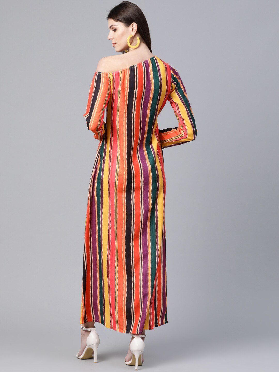 Women's  Pink Candy Striped Maxi Dress