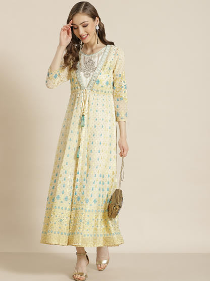 Women's Ivory Georgette Jacket Style 2 Pc Dress