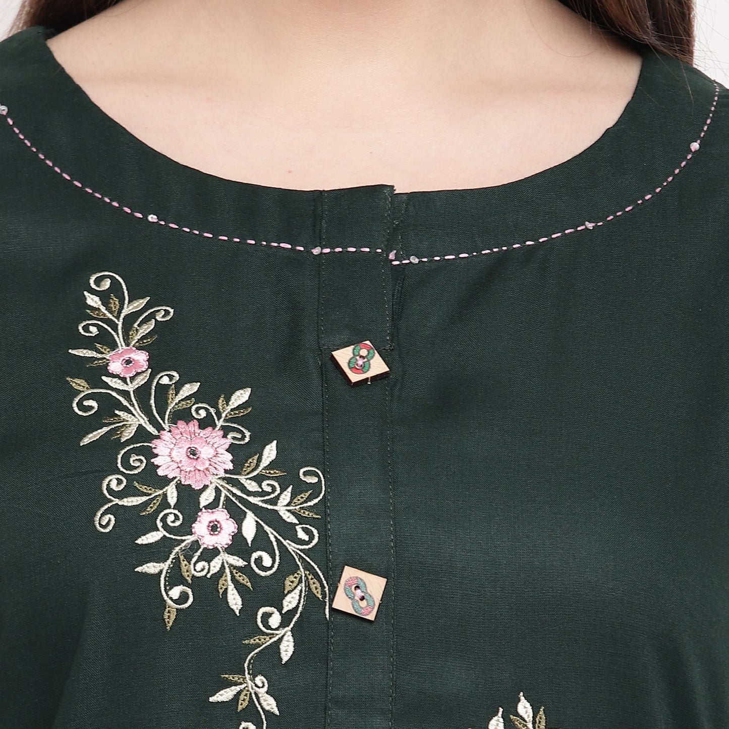 Women's Dark Green Rayon Kurta By Vbu