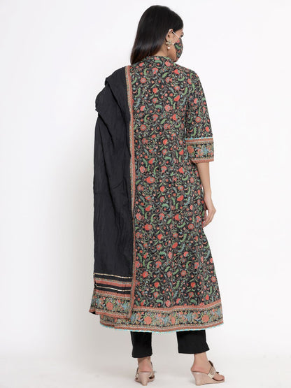 Women's Printed Flared Kurta Pant Dupatta Set